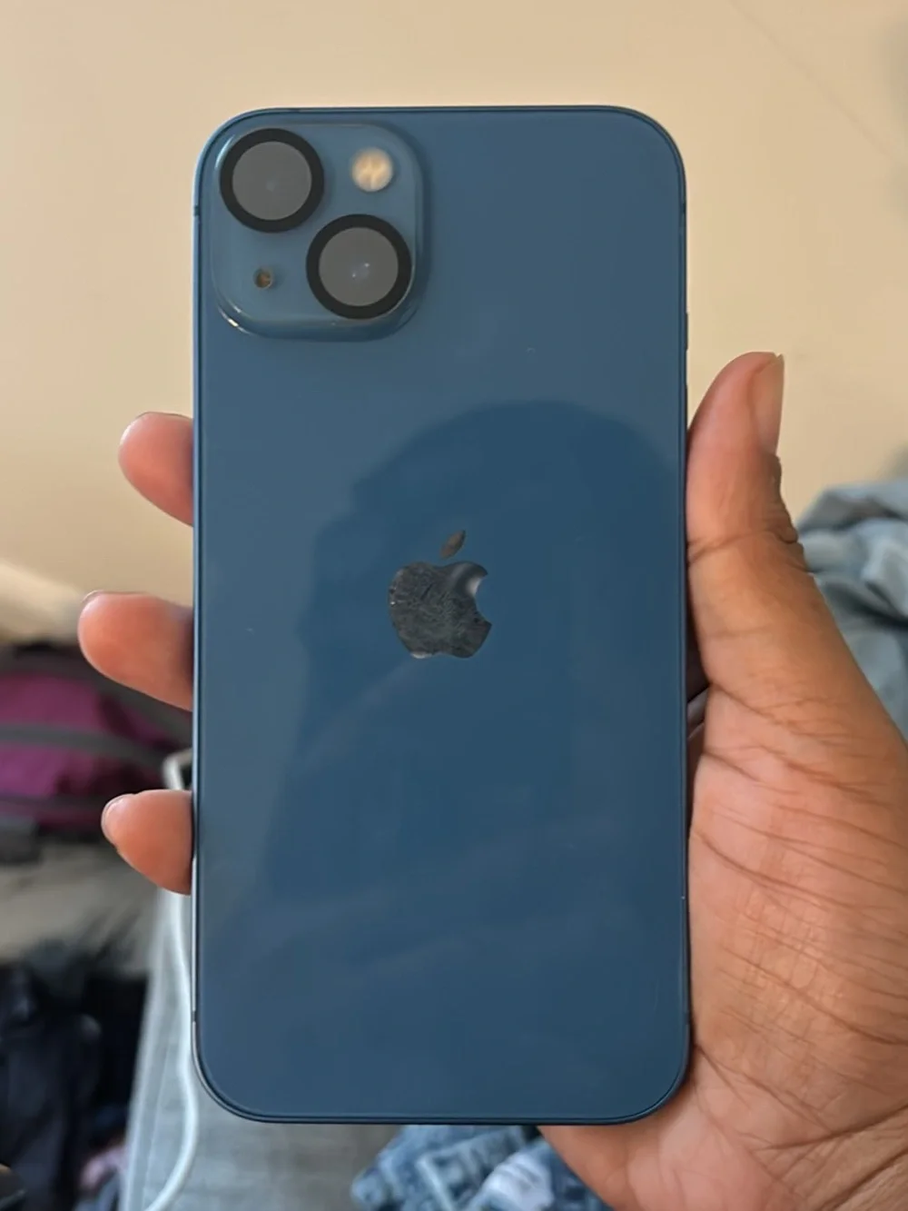 Apple iPhone 13, Blue Dual-Camera Smartphone.